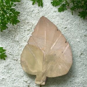 Hand Carved Soapstone Leaf | Soft Green Stone | Nature & Altar Decor